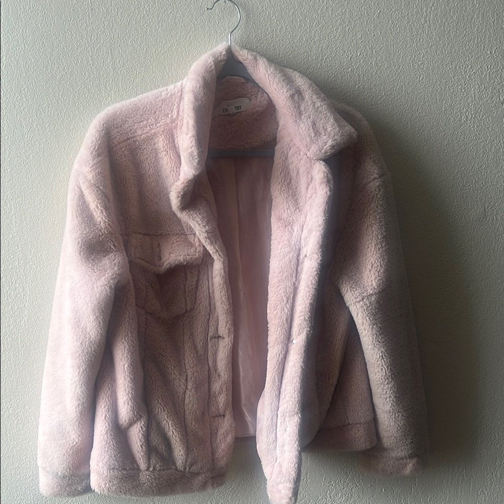 Cider Pink Teddy Jacket Plush Cozy Outerwear